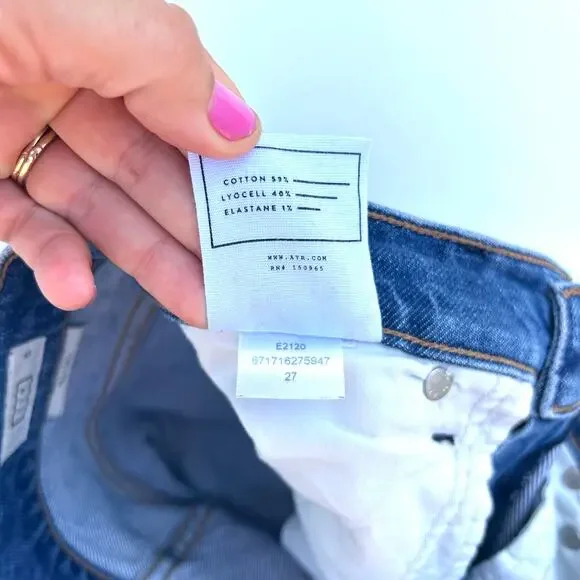 AYR The Lala Jeans Light Medium Wash High Five Straight Leg Pants 27